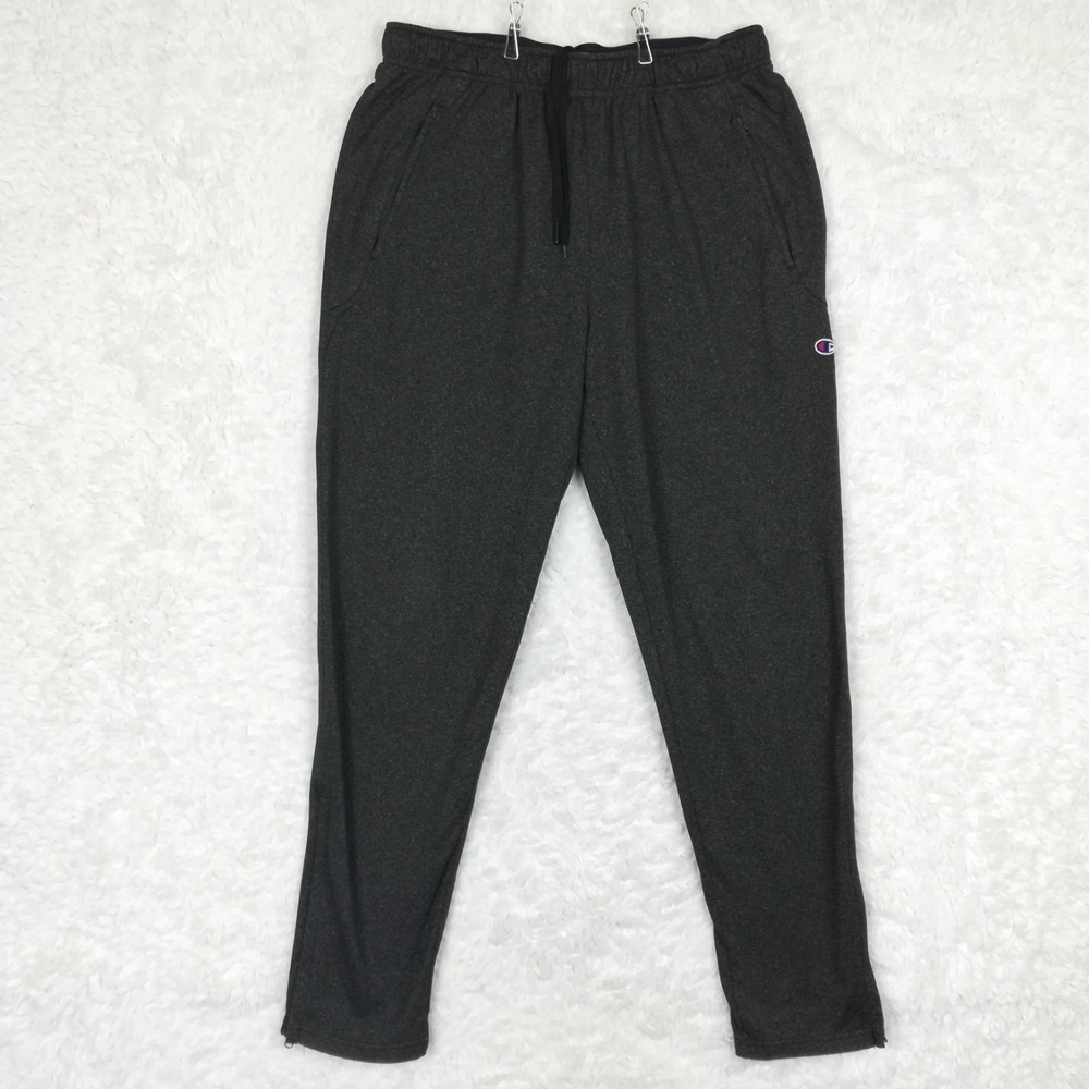 Champion Mens Pants Athletic Lounge Charcoal Gray Elastic Waist Fleece L